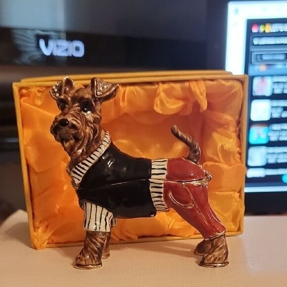 Other - Stylish Dog Figurine with Striped Outfit